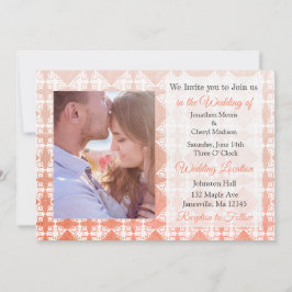Invitación a la boda de fotos de Coral Damask