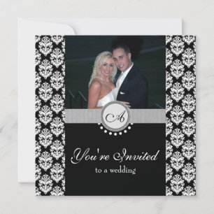 Invitación a la boda de fotos de damasco negro