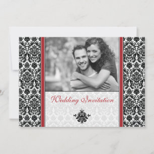 Invitación a la boda de fotos de Damasco Rojo