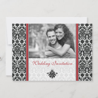 Invitación a la boda de fotos de Damasco Rojo