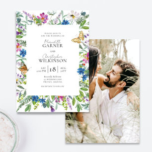 Invitación a la boda de fotos de flores silvestres