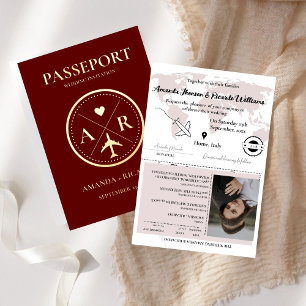 Invitación a la boda de fotos de GOLD y Burgundy P