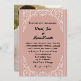 Invitación a la boda de fotos de la herencia rosad