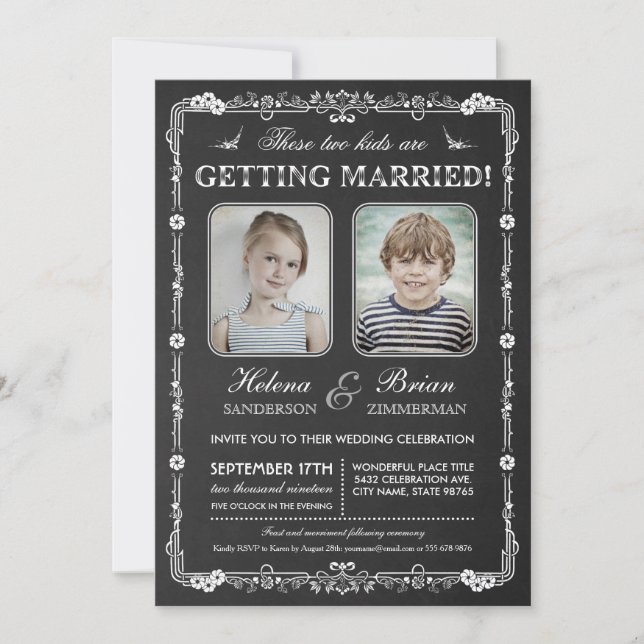Invitación a la boda de fotos de la vieja escuela (Anverso)