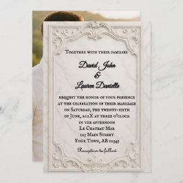 Invitación a la boda de fotos de Marble Motif