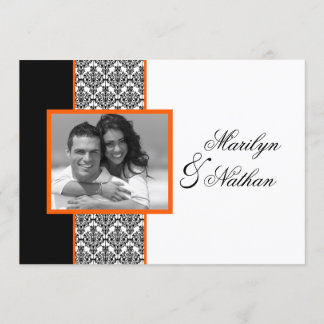 Invitación a la boda de fotos de Naranja blanco ne