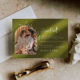 Invitación a la boda de fotos de Sage Green