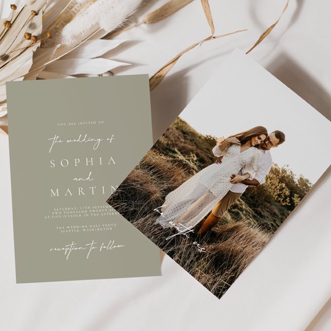 Invitación a la boda de fotos gris de pizarra lige (Subido por el creador)