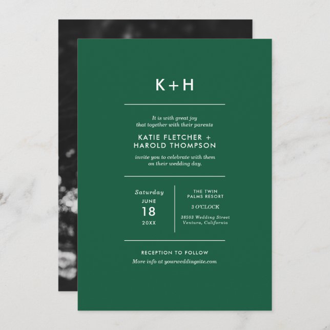 Invitación a la boda de fotos minimalistas (Anverso / Reverso)
