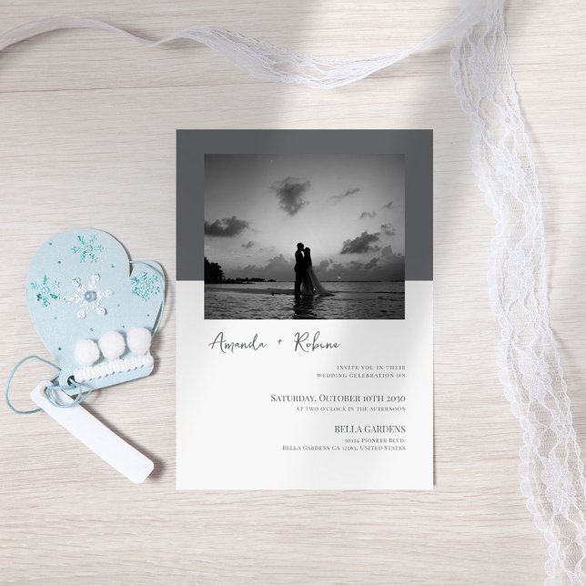 Invitación a la boda de fotos minimalistas (Subido por el creador)