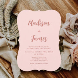 Invitación a la boda de fotos rosadas de Rubor