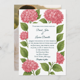 Invitación a la boda de fotos rosadas vibrantes de