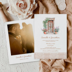 Invitación a la boda de fotos rusticas de destino