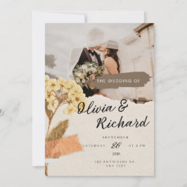 Invitación a la boda de fotos rusticas de personal