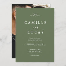 Invitación a la boda de fotos verdes del bosque