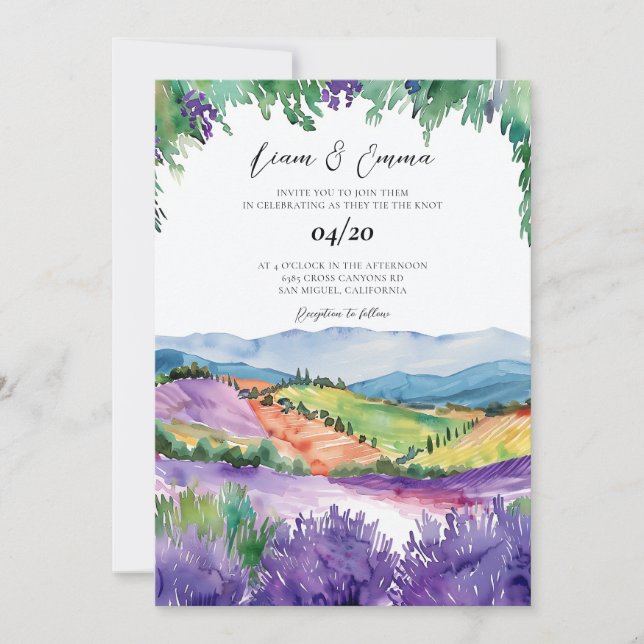 Invitación a la boda de Francia en Provenza (Anverso)