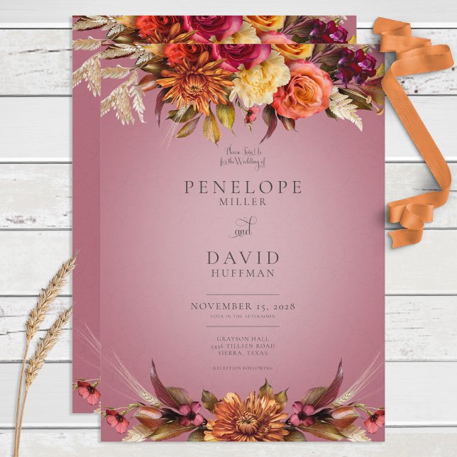 Invitación a la boda de Fuchsia con joyas florales (Subido por el creador)