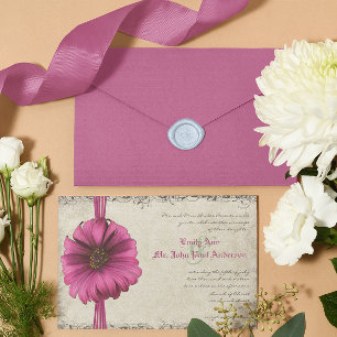 Invitación a la boda de Fuchsia Gerber Daisy