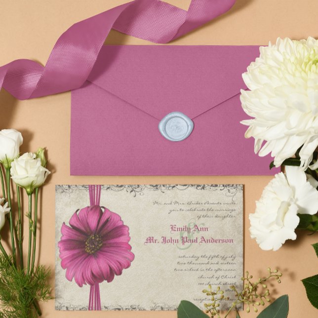 Invitación a la boda de Fuchsia Gerber Daisy (Subido por el creador)