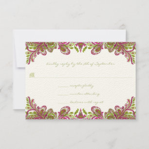 Invitación a la boda de Fuchsia y Lime Paisley
