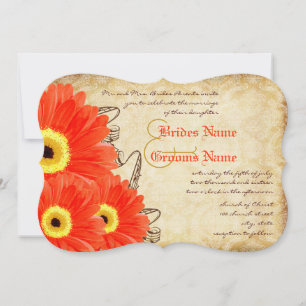 Invitación a la boda de Fuchsia y Naranja Gerber D