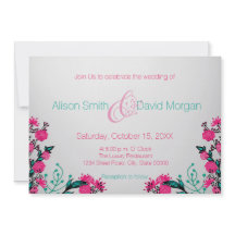 Invitación a la boda de Fuchsia y Turquesa