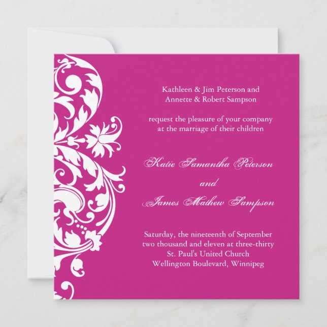 Invitación a la boda de Fuschia (Anverso)