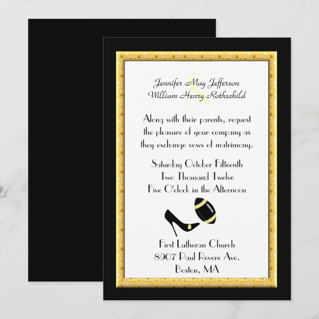 Invitación a la boda de fútbol de las estrellas am (Anverso / Reverso)