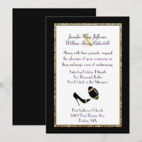 Invitación a la Boda de Fútbol Negra y Oro