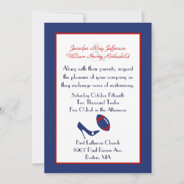 Invitación a la Boda de Fútbol Roja, Blanca y Azul