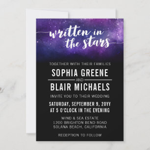 Invitación a la boda de galaxia   Escrito En Las E