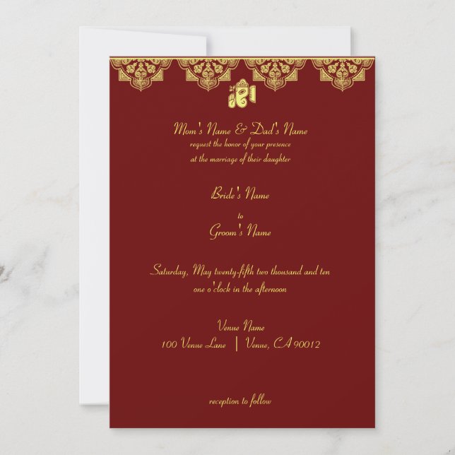 Invitación a la boda de Ganesh (Anverso)