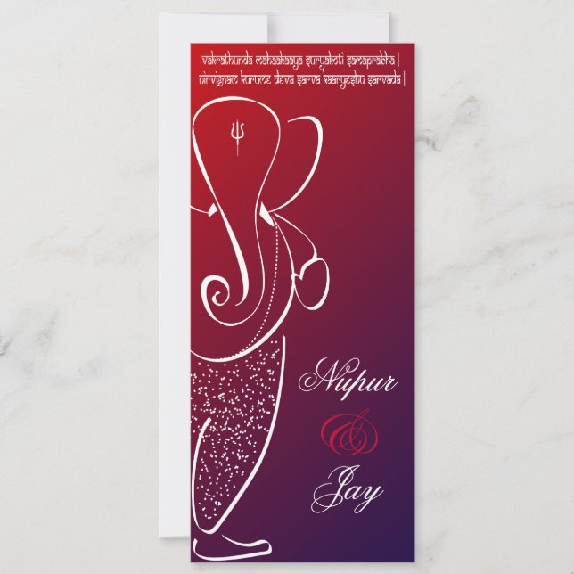 Invitación a la boda de Ganesha :: Rojo cereza (Anverso)