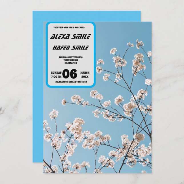 Invitación a la boda de gatefold en flor silvestre (Anverso / Reverso)