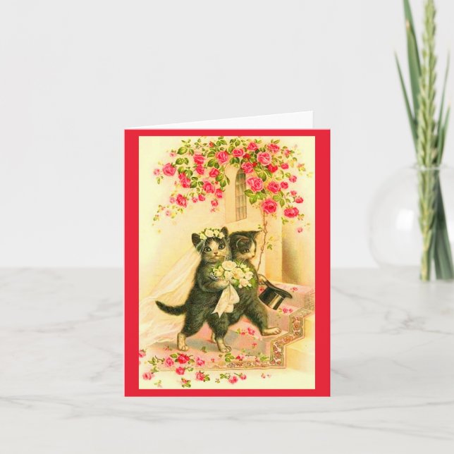 invitación a la boda de gatitos y novios (Anverso)