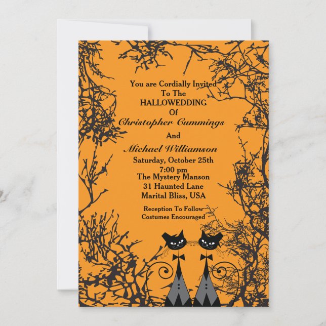 Invitación a la boda de gatos de Hallowding (2M) (Anverso)