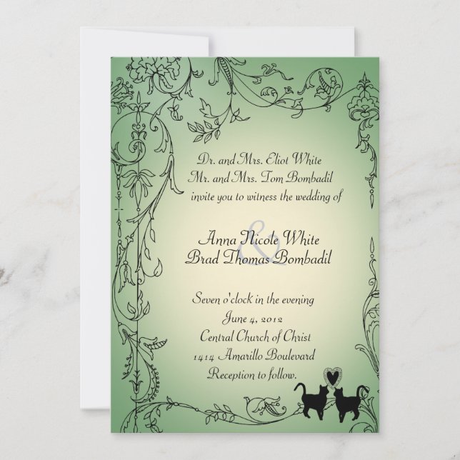 Invitación a la boda de gatos de jardín (Anverso)