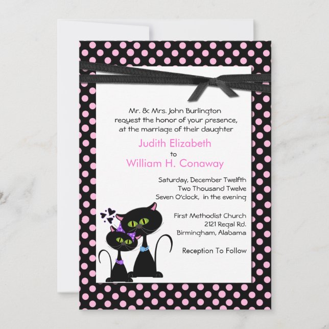 Invitación a la boda de gatos extravagantes (Anverso)