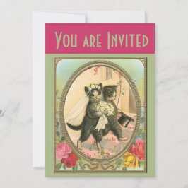 Invitación a la boda de gatos y novios