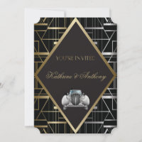 Invitación a la boda de gatsby deco clásica