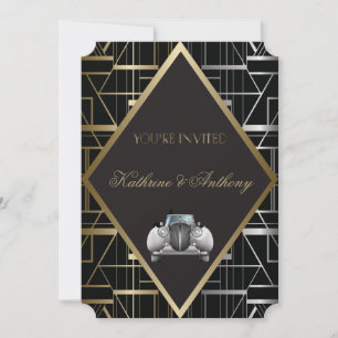 Invitación a la boda de gatsby deco clásica