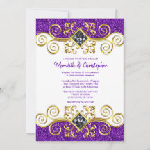 Invitación a la boda de gema de oro de Purpurina p