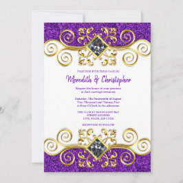 Invitación a la boda de gema de oro de Purpurina p