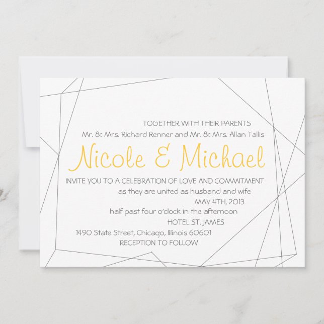 Invitación a la boda de gemas geométricos (Anverso)