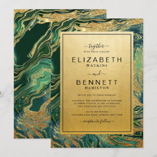 Invitación a la boda de Geode Wedding, Purpurina d