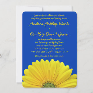Invitación a la boda de gérber-margarita azul coba