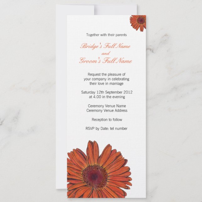Invitación a la boda de Gerbera (Anverso)