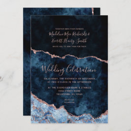 Invitación a la boda de Gilt Rosa Blue de la Marin