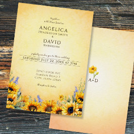 Invitación a la boda de girasol acuarela