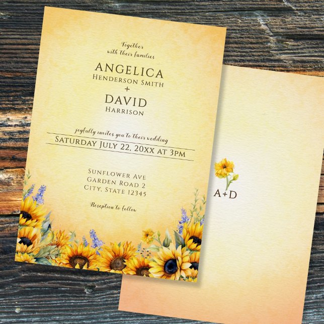 Invitación a la boda de girasol acuarela (Subido por el creador)
